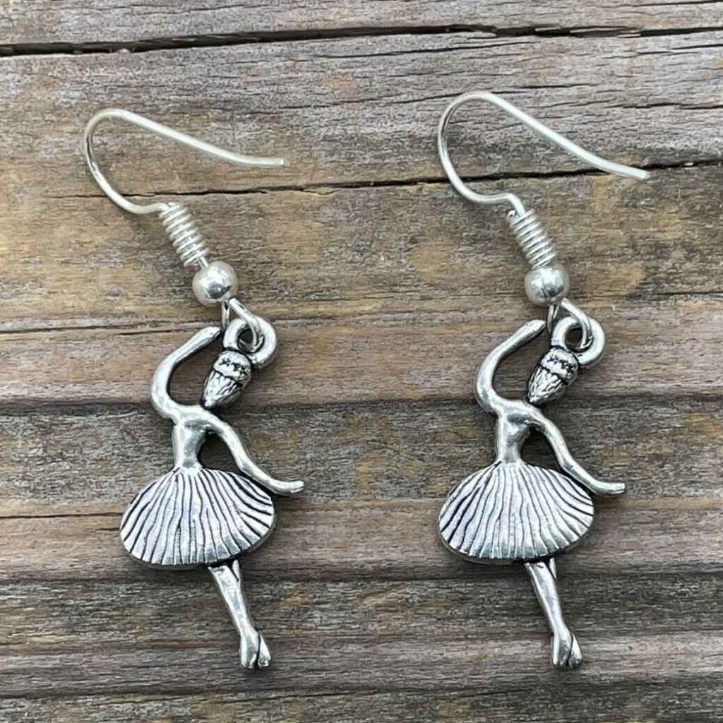 Women Earrings Dancing Lady Silver Tone Ladies Fashion Ear Jewelry New